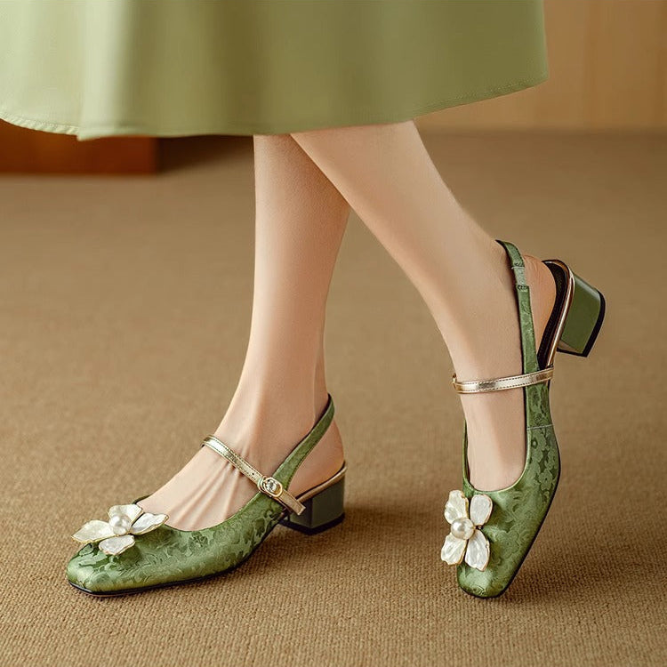 Evangeline | Elegant Floral Mary Jane Heels