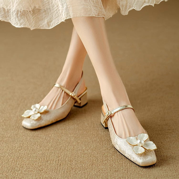 Evangeline | Elegant Floral Mary Jane Heels
