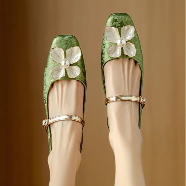 Evangeline | Elegant Floral Mary Jane Heels