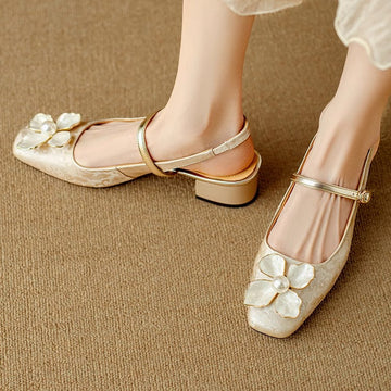 Evangeline | Elegant Floral Mary Jane Heels
