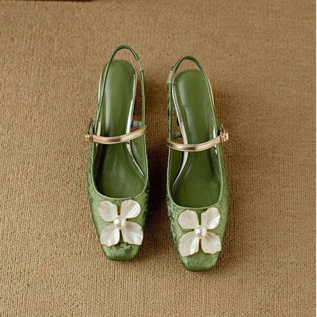 Evangeline | Elegant Floral Mary Jane Heels