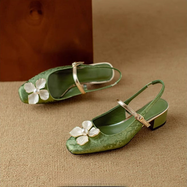 Evangeline | Elegant Floral Mary Jane Heels