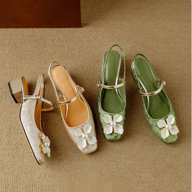 Evangeline | Elegant Floral Mary Jane Heels