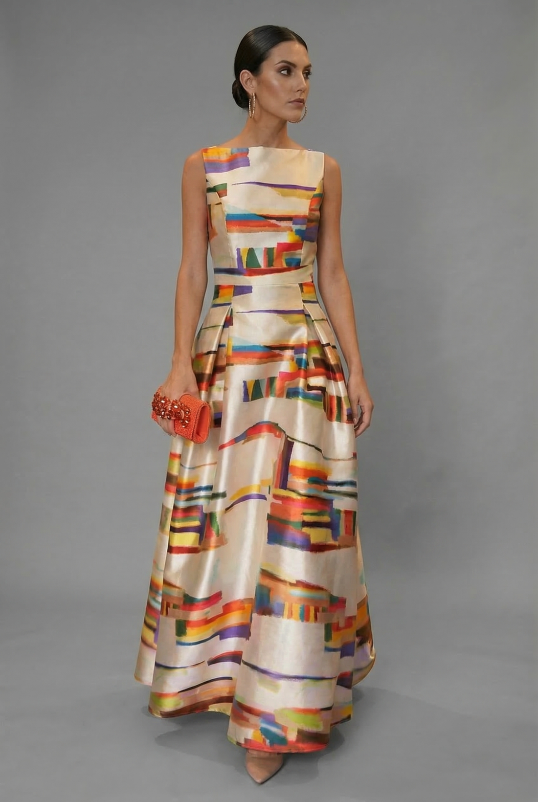 Ophelia | Abstract Geometric Satin Maxi Dress