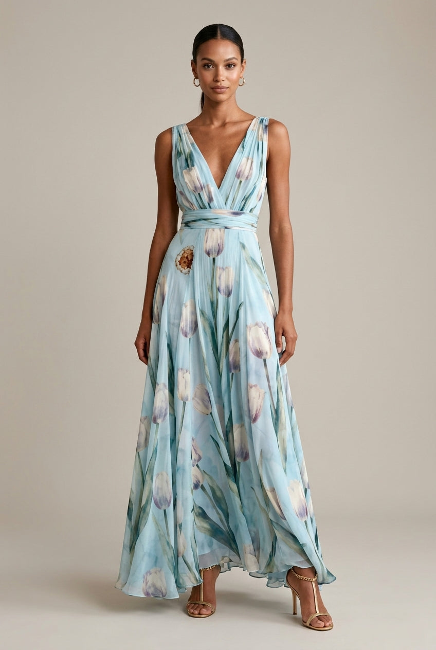 Ophelia | Floral V-Neck Maxi Dress