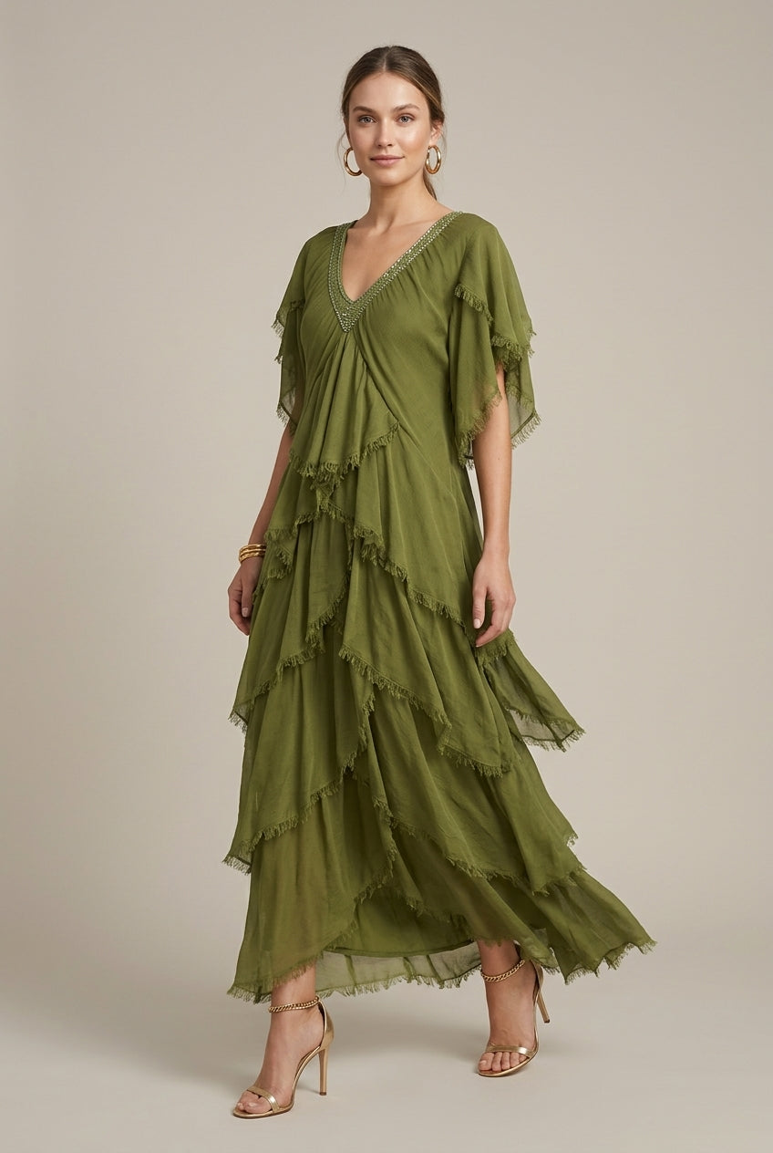 Celestina | Elegant Tiered Ruffle Maxi Dress