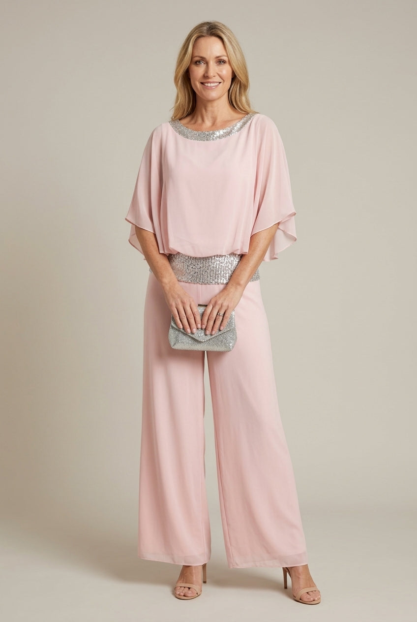 Evangeline | Elegant Sequin Top Palazzo Pants Set