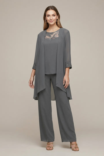 Rosalenne | Elegant Lace Illusion Three Piece Pants Suit