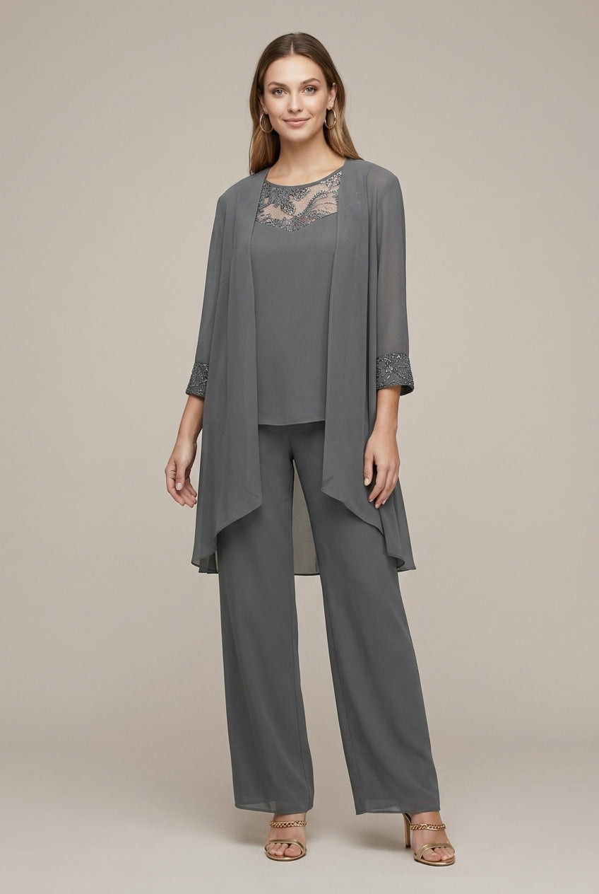 Rosalenne | Elegant Lace Illusion Three Piece Pants Suit