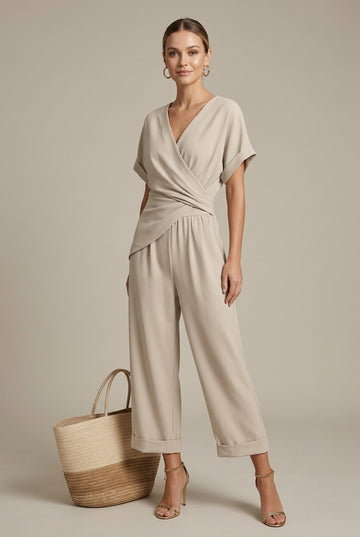 Aurelie | Elegant Wrap-Front Two Piece Set