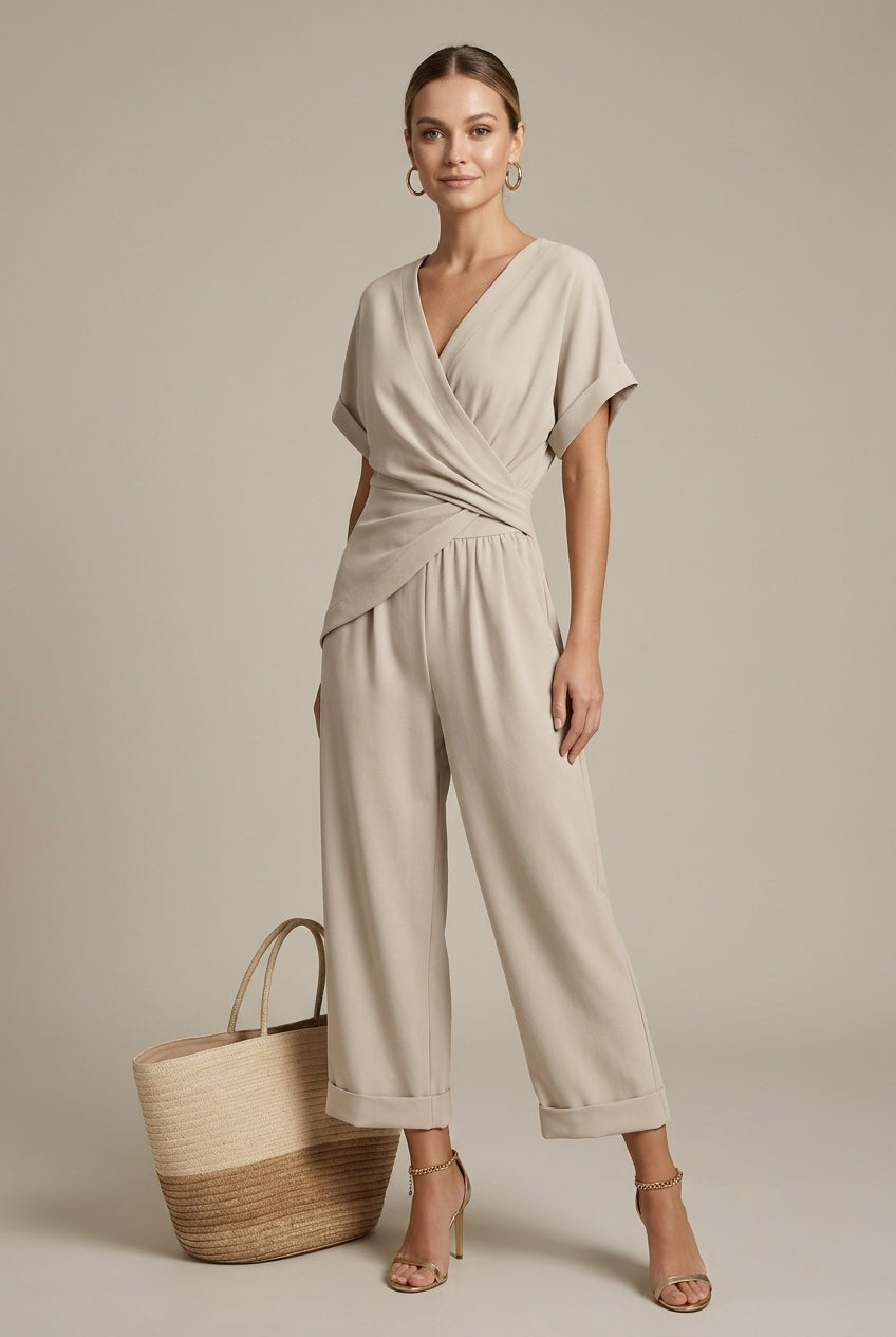 Aurelie | Elegant Wrap-Front Two Piece Set