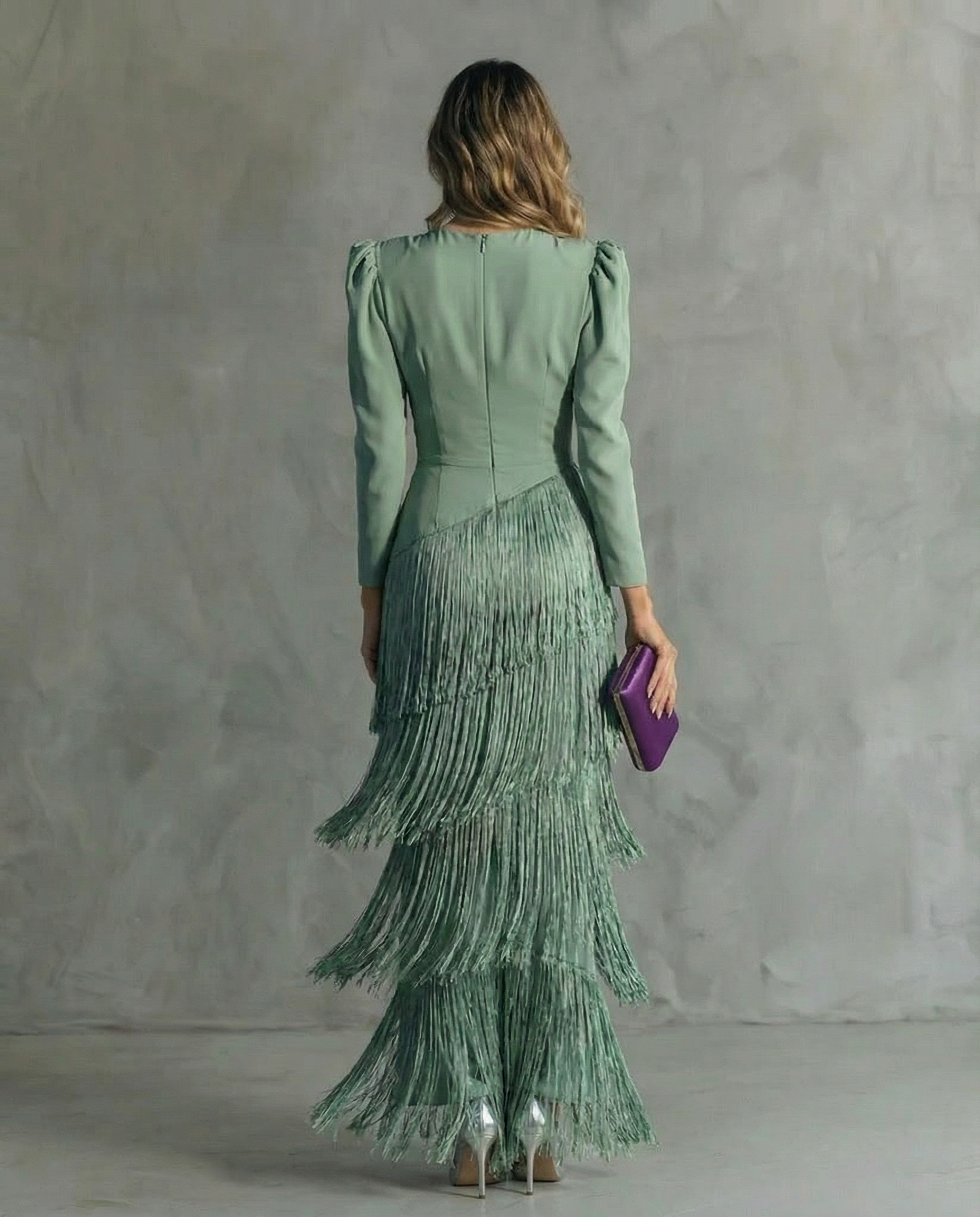 Evangeline | Elegant Tiered Fringe Maxi Dress