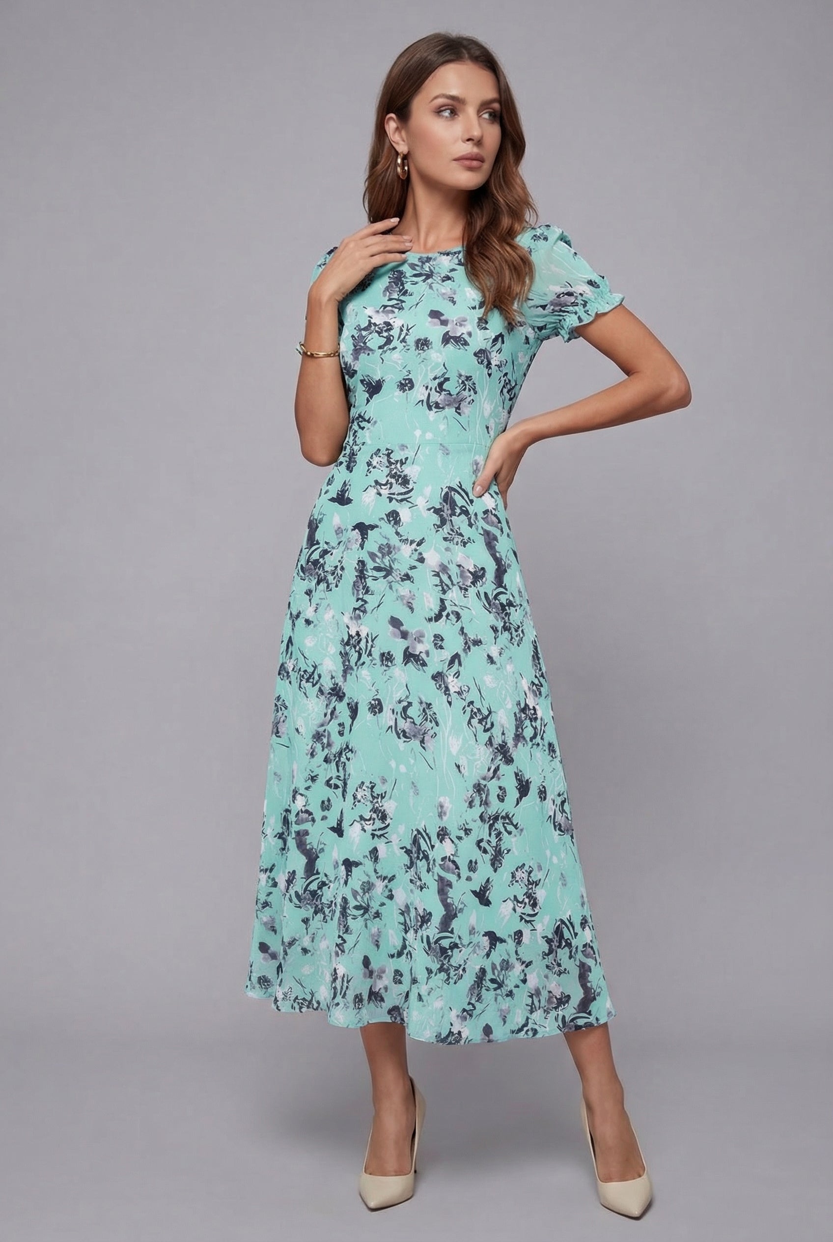 Cordelia | Floral Flutter Sleeve Midi Dress