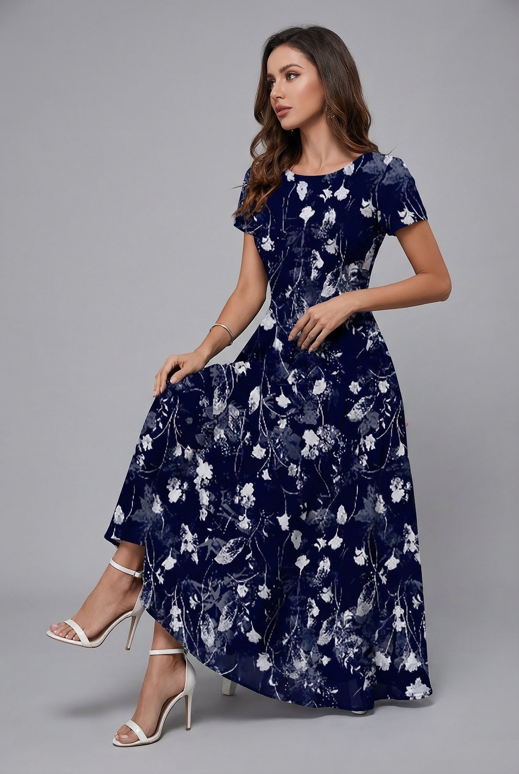Cordelia | Floral Flutter Sleeve Midi Dress