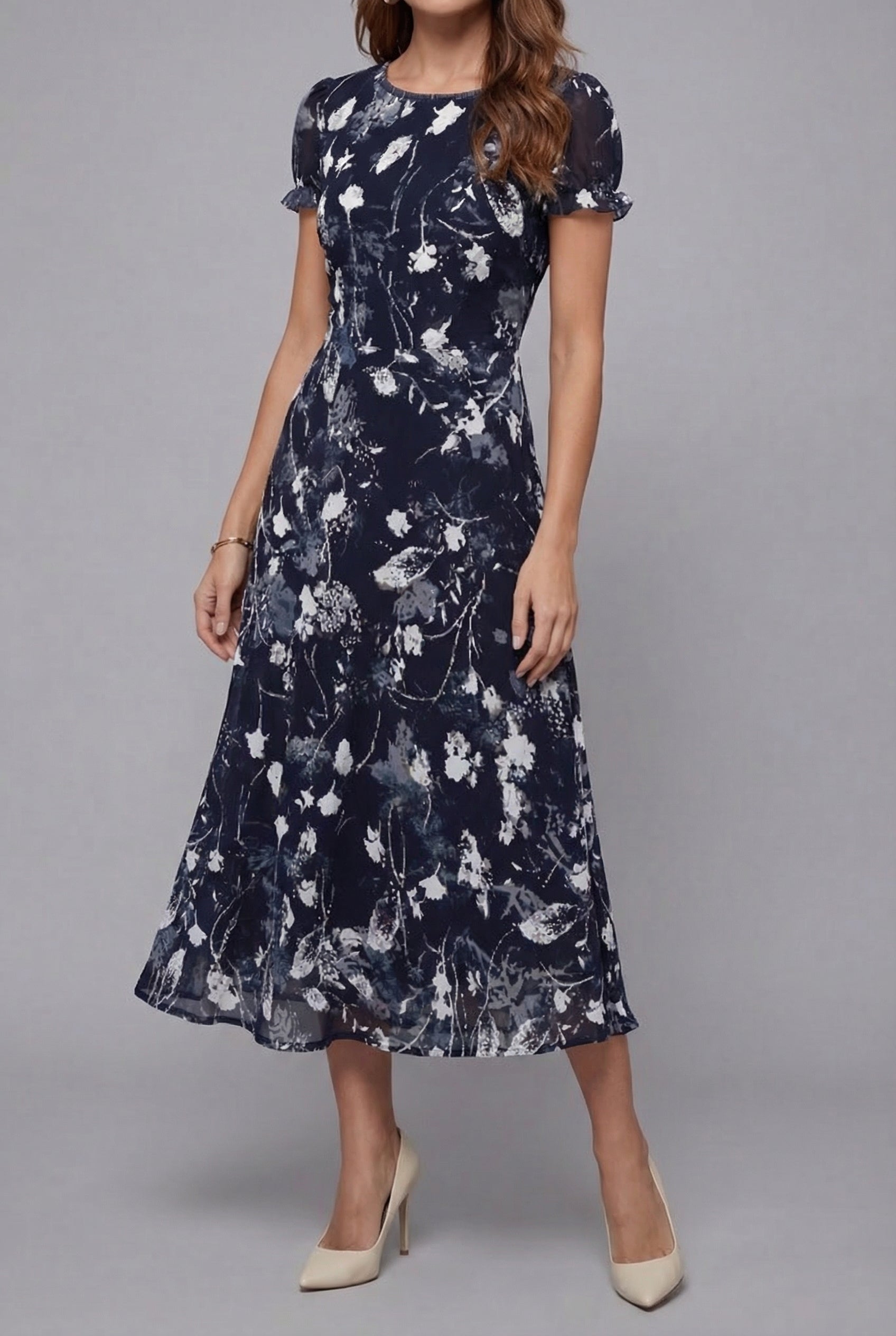 Cordelia | Floral Flutter Sleeve Midi Dress
