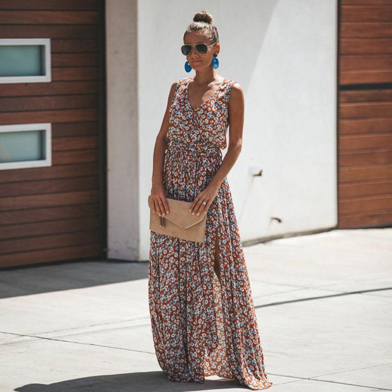 Lysandra | Floral Wrap Sleeveless Maxi Dress