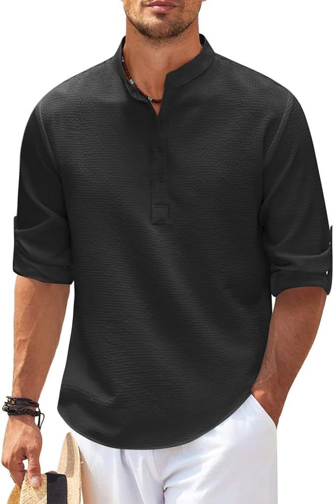 Thaddeus | Men's Classic Waffle Knit Henley Shirt