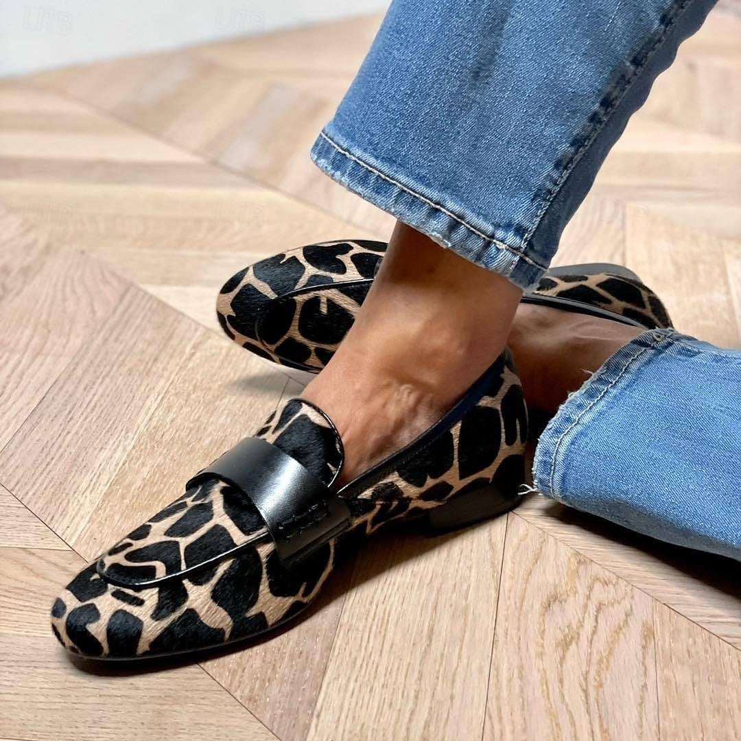 Evangeline | Elegant Animal Print Penny Loafers