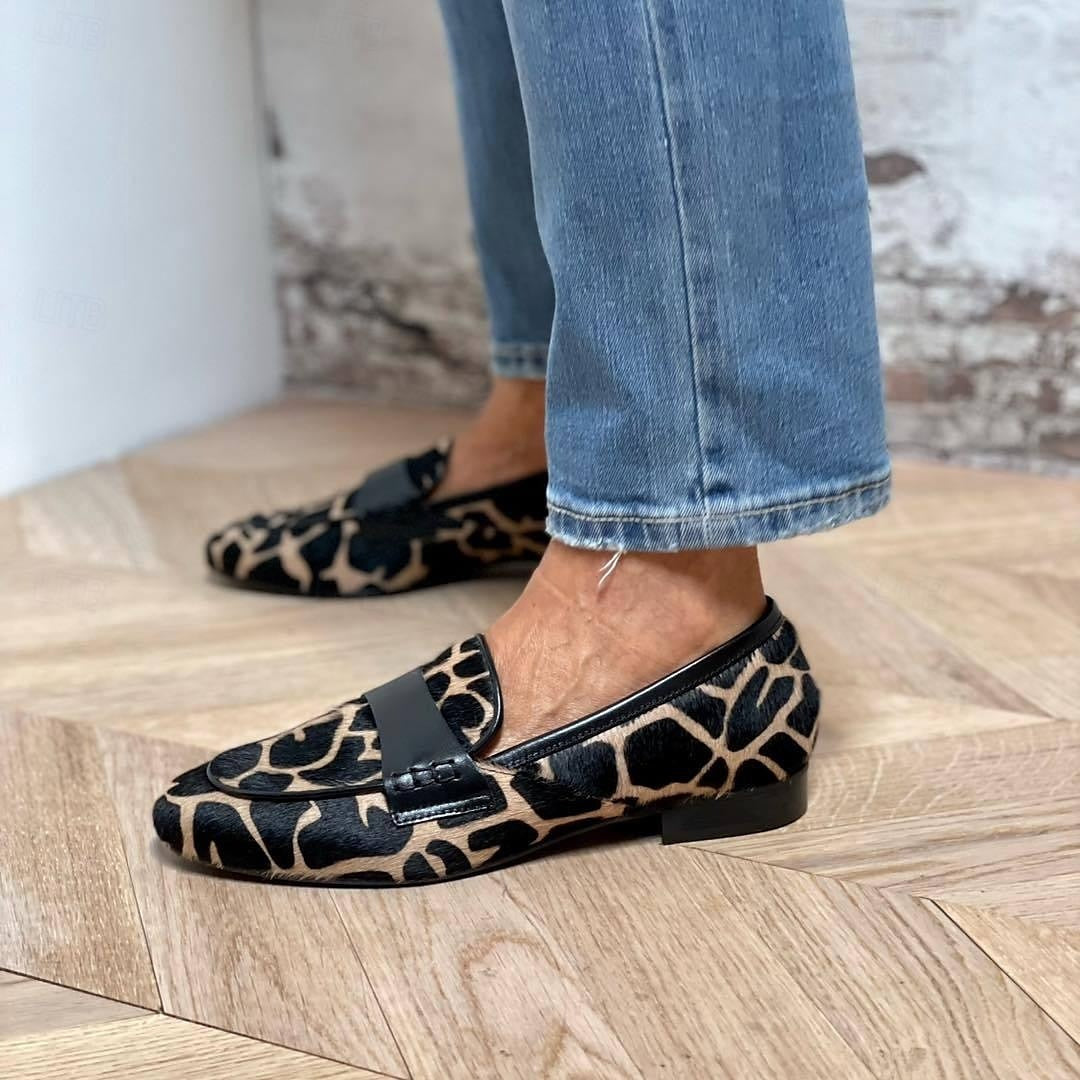 Evangeline | Elegant Animal Print Penny Loafers