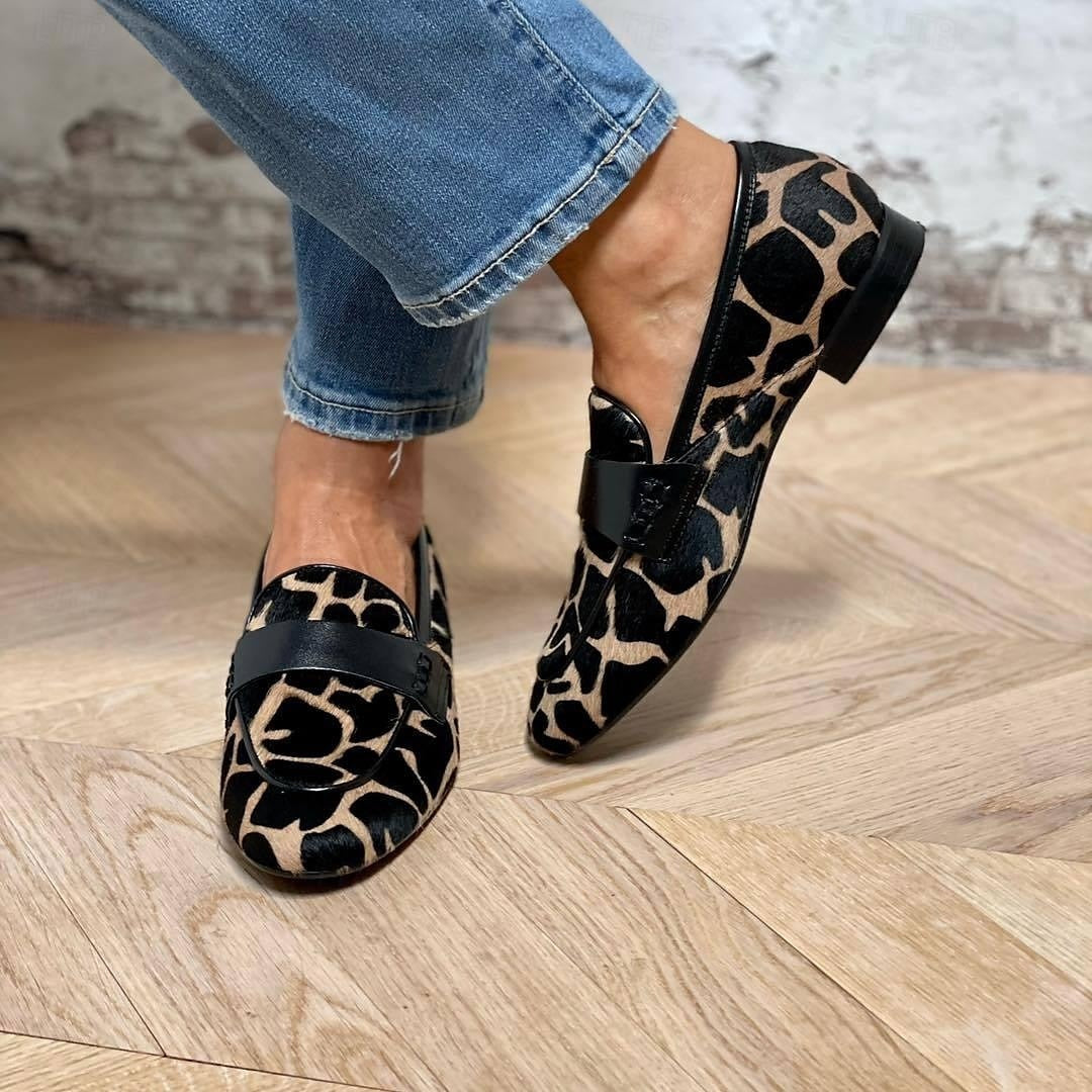 Evangeline | Elegant Animal Print Penny Loafers