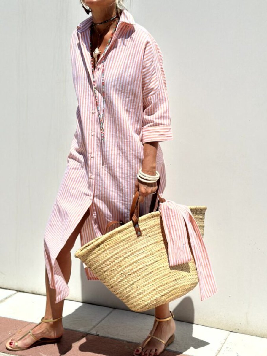 Ophelia | Classic Striped Midi Dress