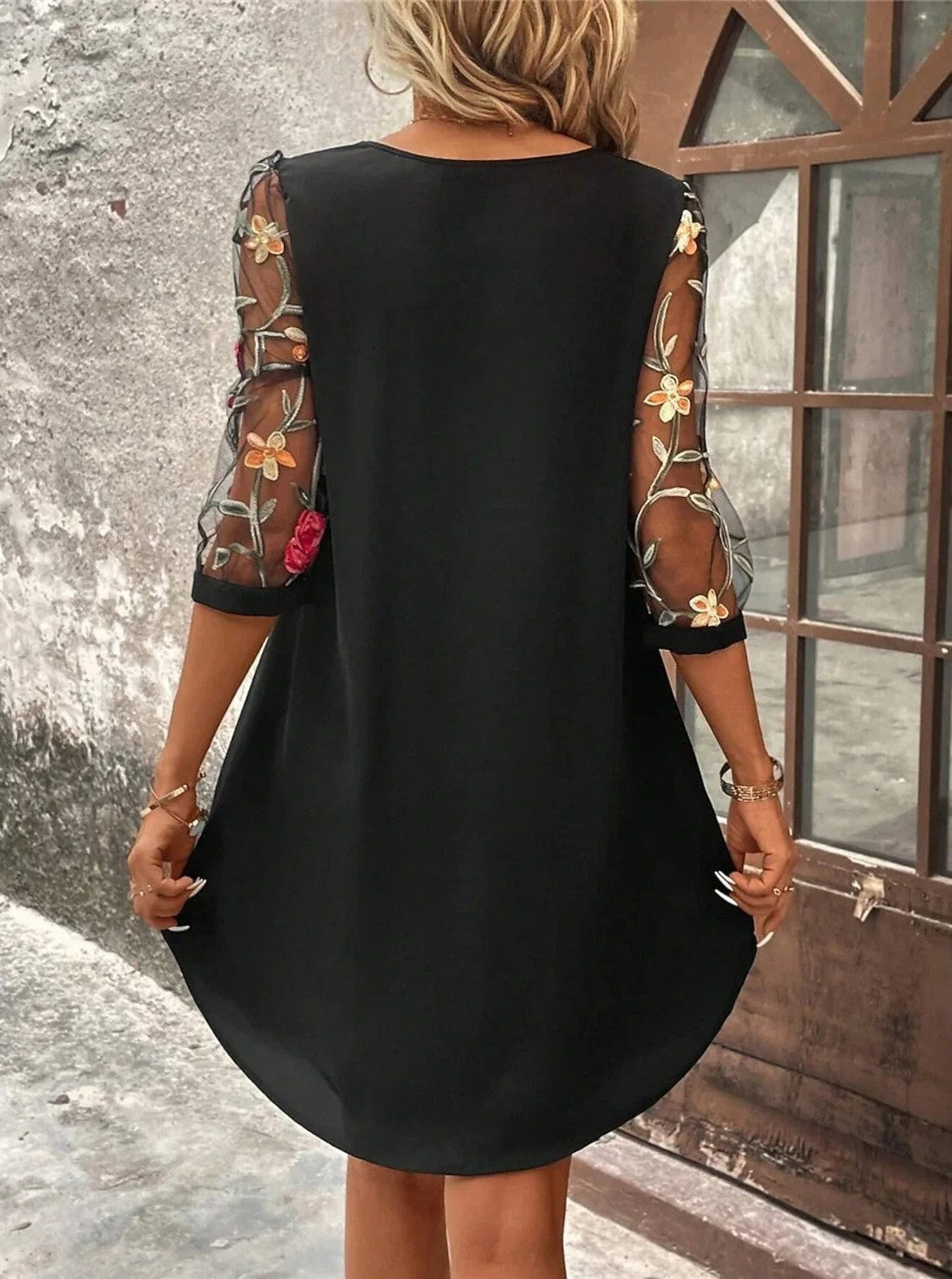 Delphine | Elegant Floral Embroidered Mini Dress