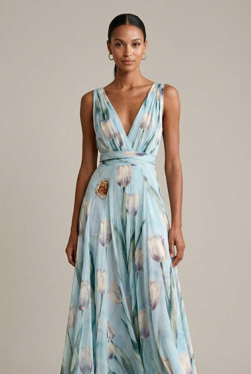 Ophelia | Floral V-Neck Maxi Dress