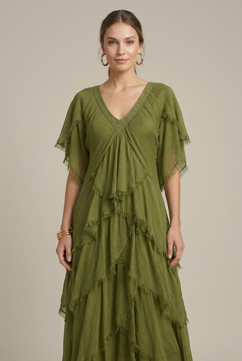 Celestina | Elegant Tiered Ruffle Maxi Dress
