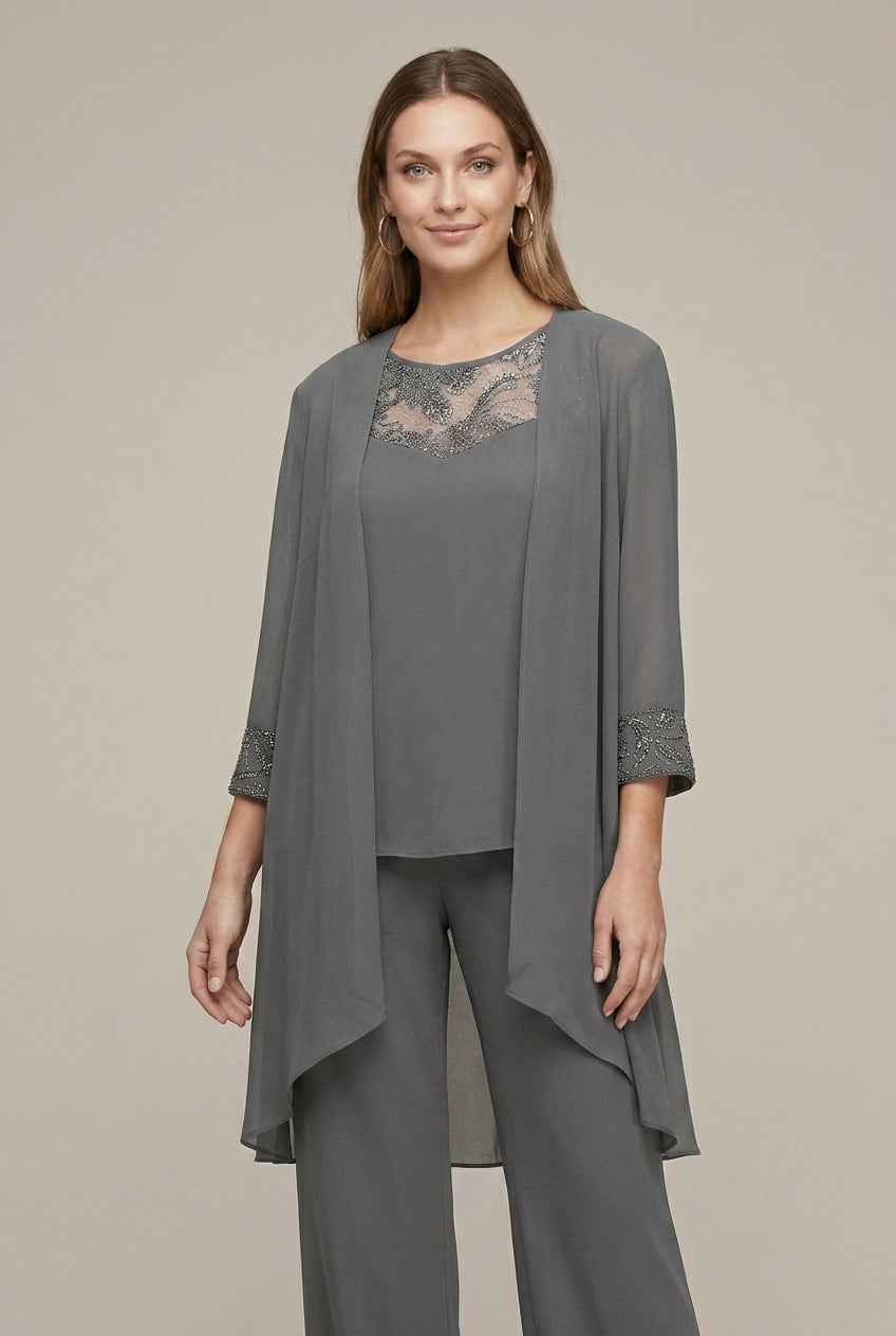 Rosalenne | Elegant Lace Illusion Three Piece Pants Suit