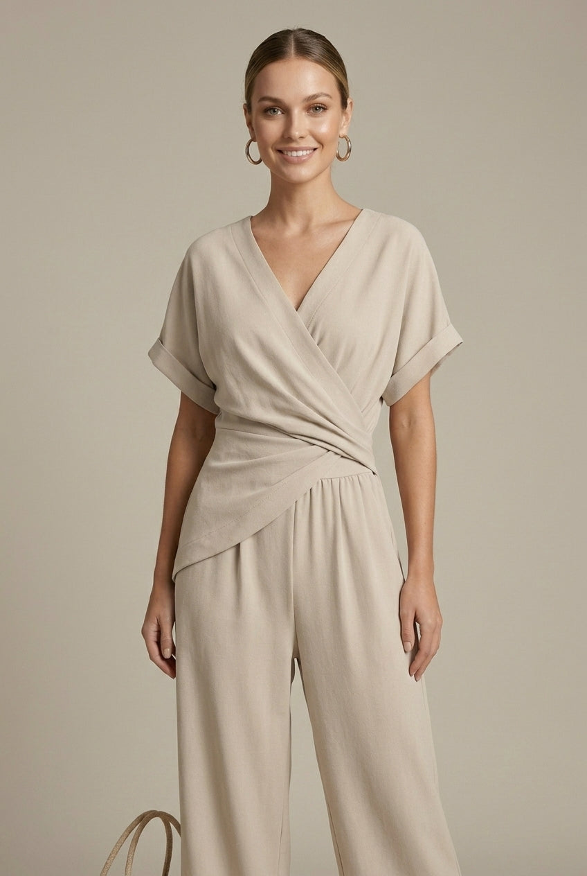 Aurelie | Elegant Wrap-Front Two Piece Set