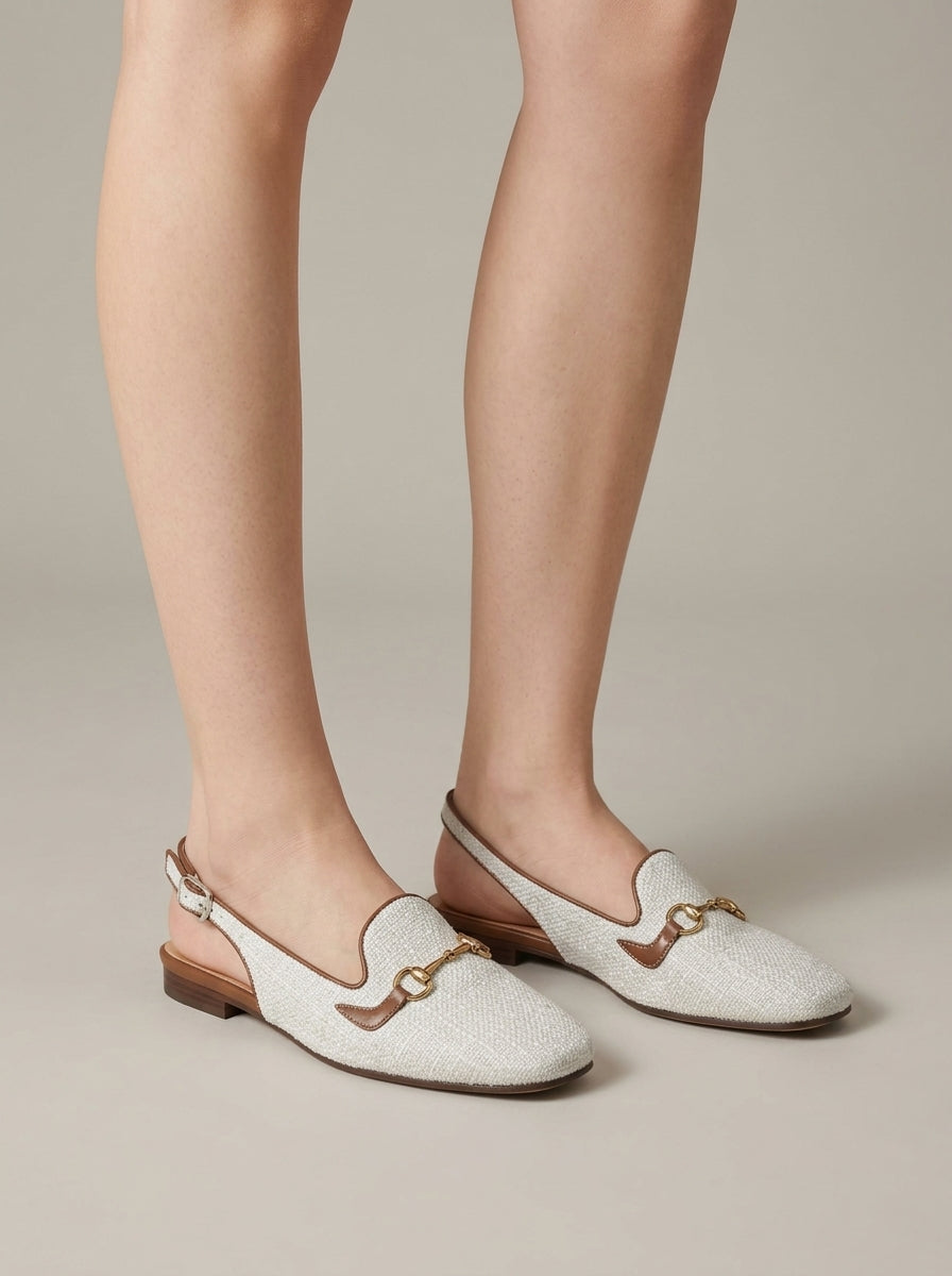 Ophelia | Elegant Chain Detail Slingback Loafers