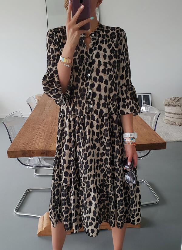 Valentina | Elegant Animal Print Midi Dress