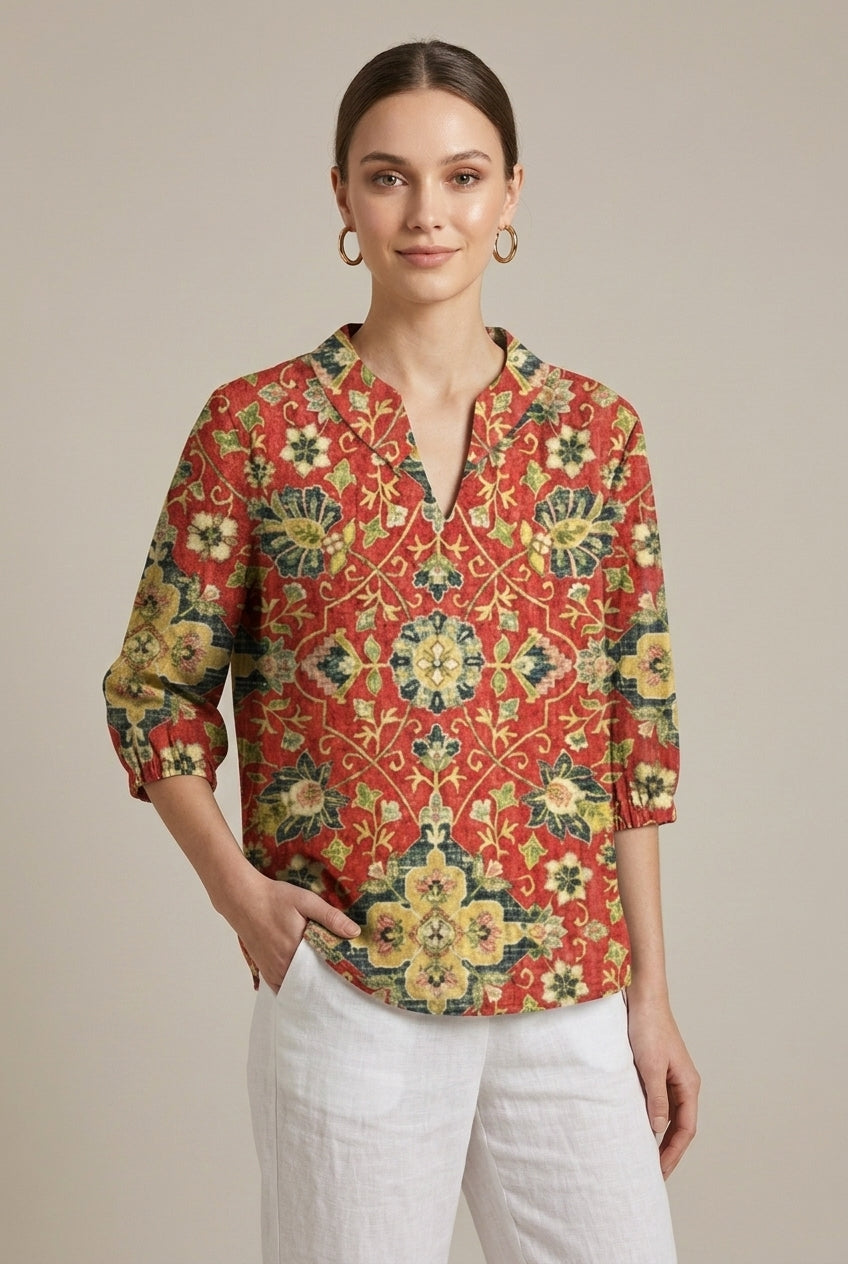 Mirabelle | Casual Printed Lapel T-Shirt