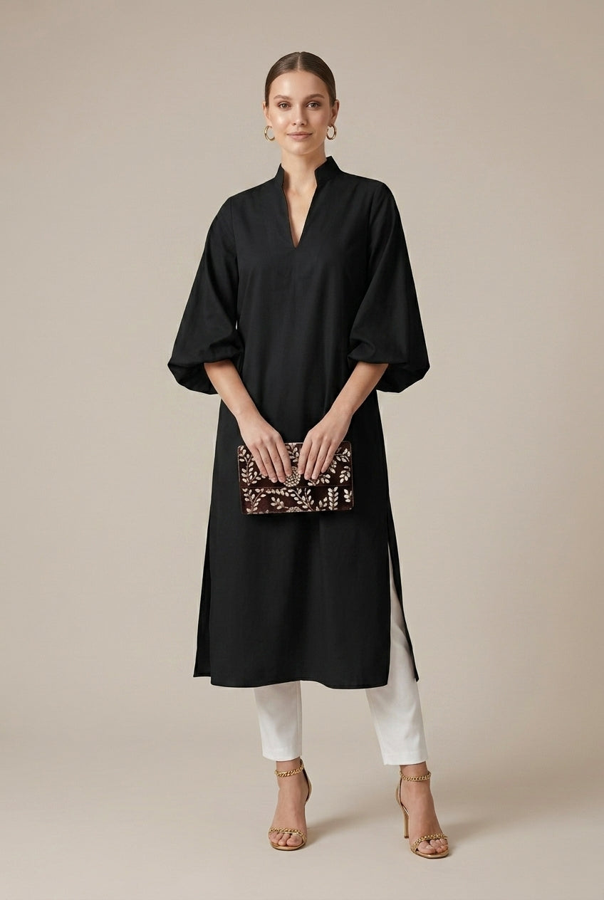 Ophelia | Elegant Oversized Puff Sleeve Midi Dress