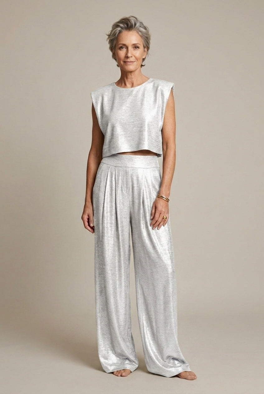 Miralena | Luxe Shimmery Palazzo Pants Set