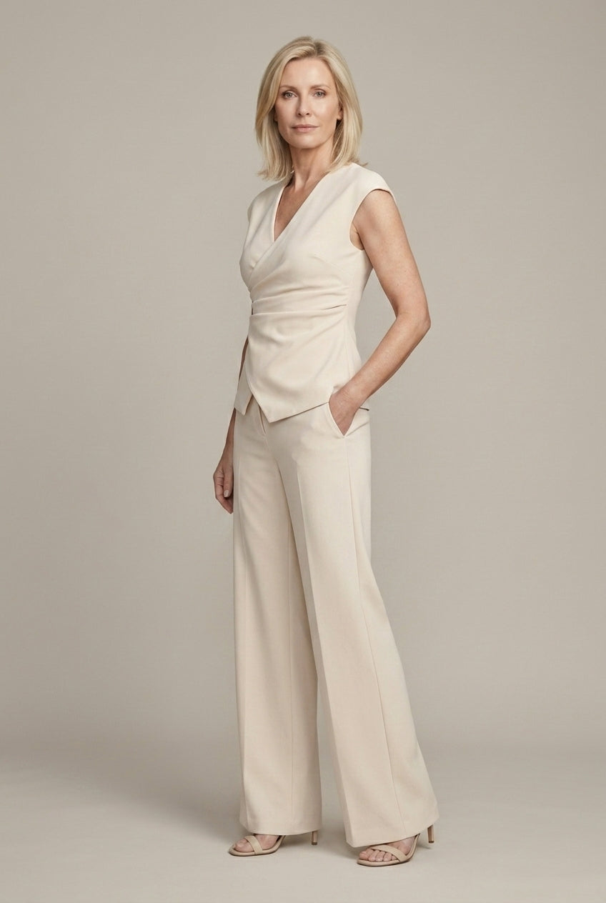 Evangeline | Elegant Wrap Wide Leg Pants Set