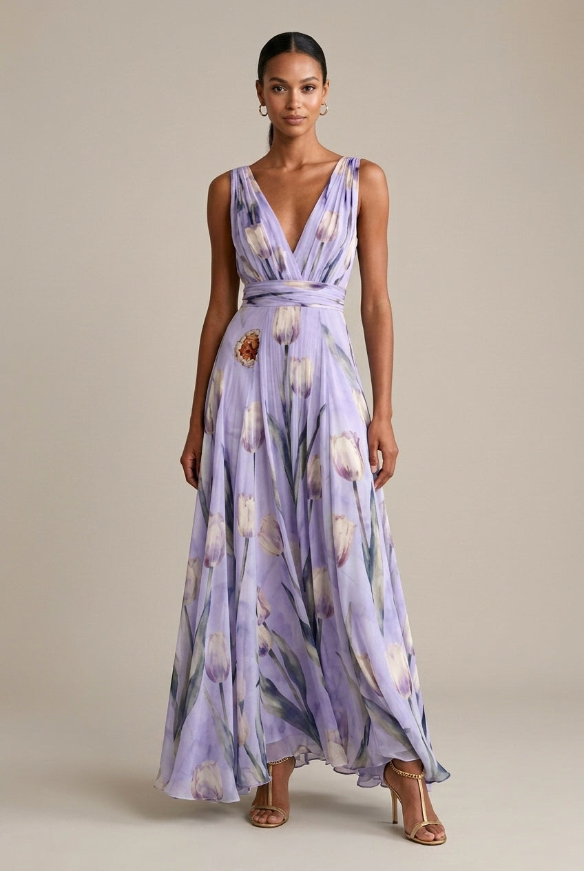 Ophelia | Floral V-Neck Maxi Dress