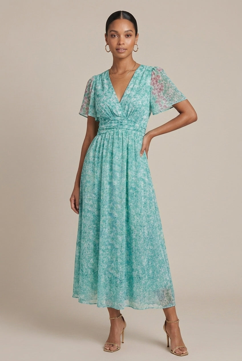 Ophelia | Romantic Floral Wrap Midi Dress
