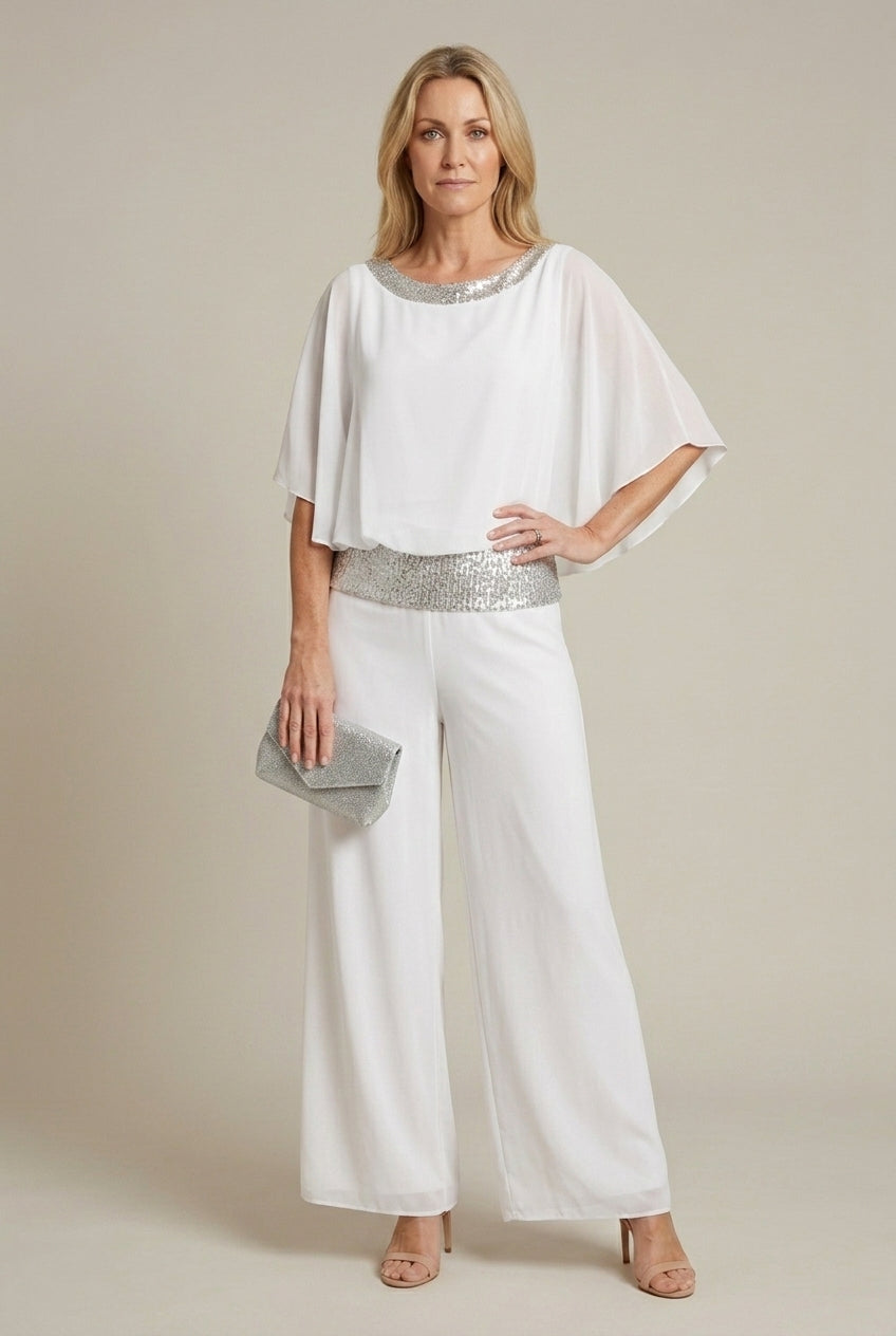 Evangeline | Elegant Sequin Top Palazzo Pants Set