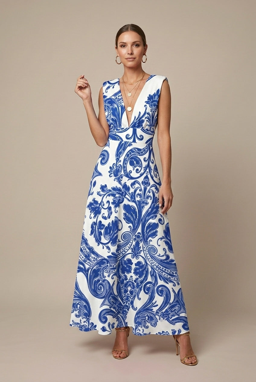 Delphine | Elegant Sleeveless V-Neck Maxi Dress