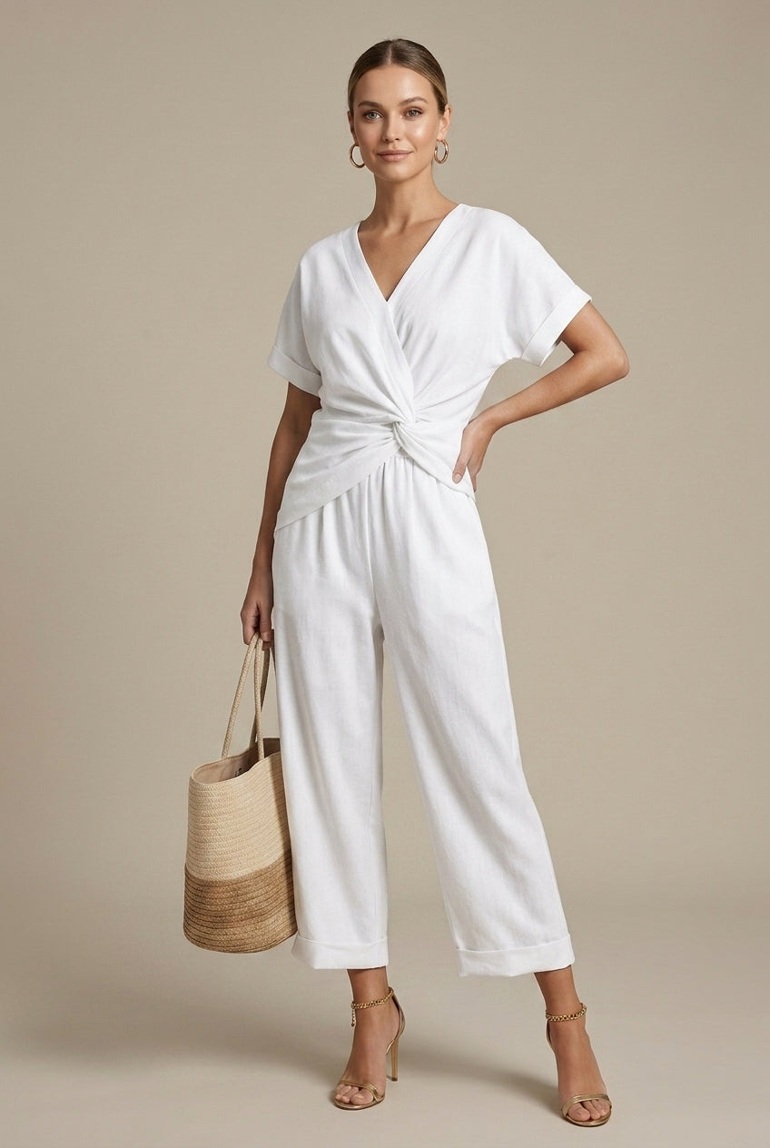 Aurelie | Elegant Wrap-Front Two Piece Set