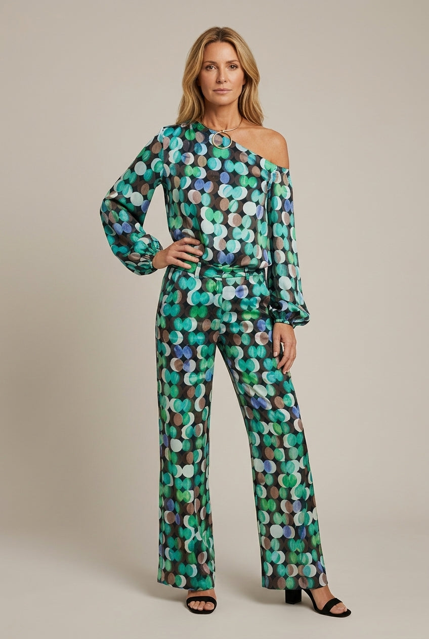 Ameliana | Elegant Polka Dot Off Shoulder Going Out Set
