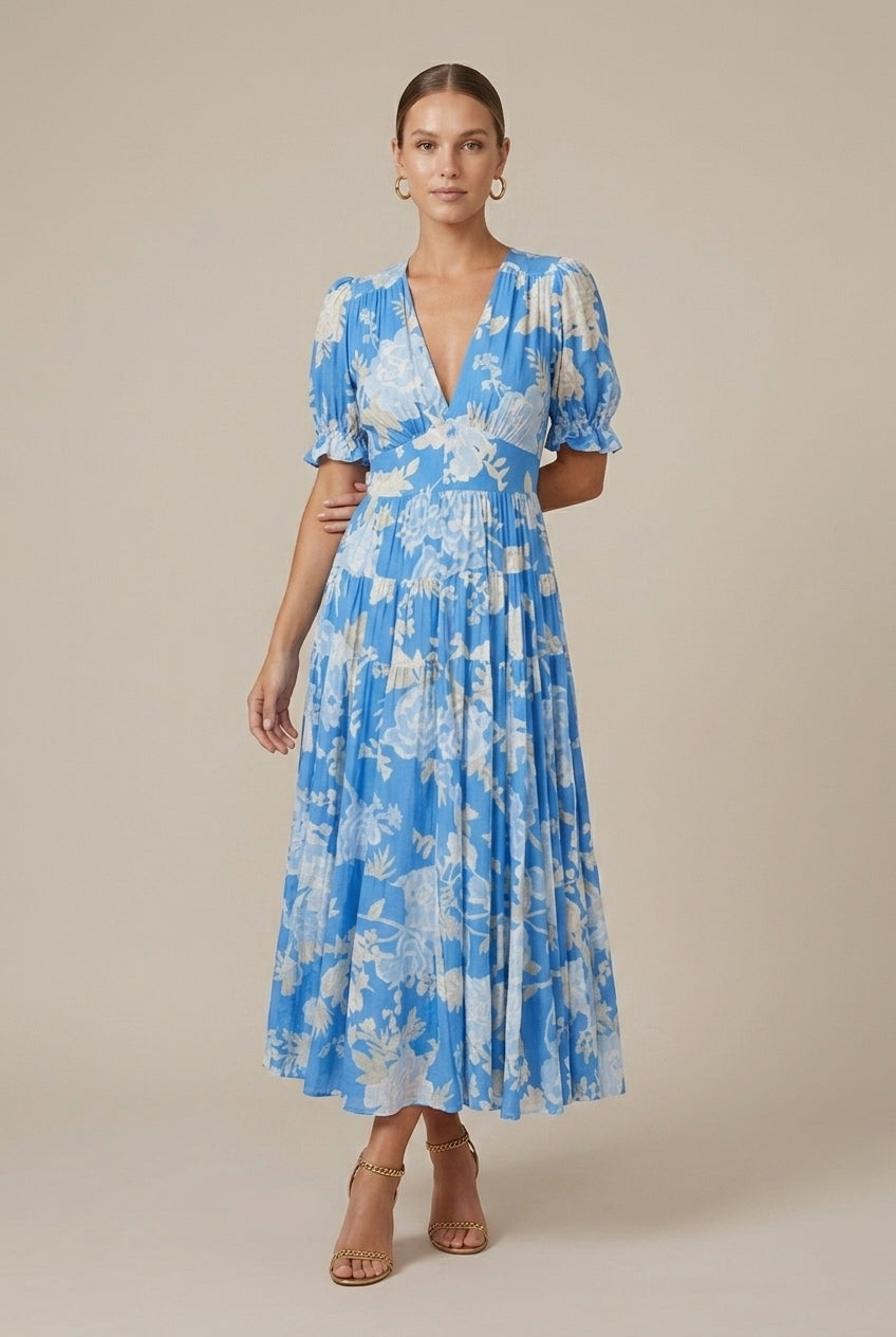 Seraphine | Romantic Floral Pleated Maxi Dress