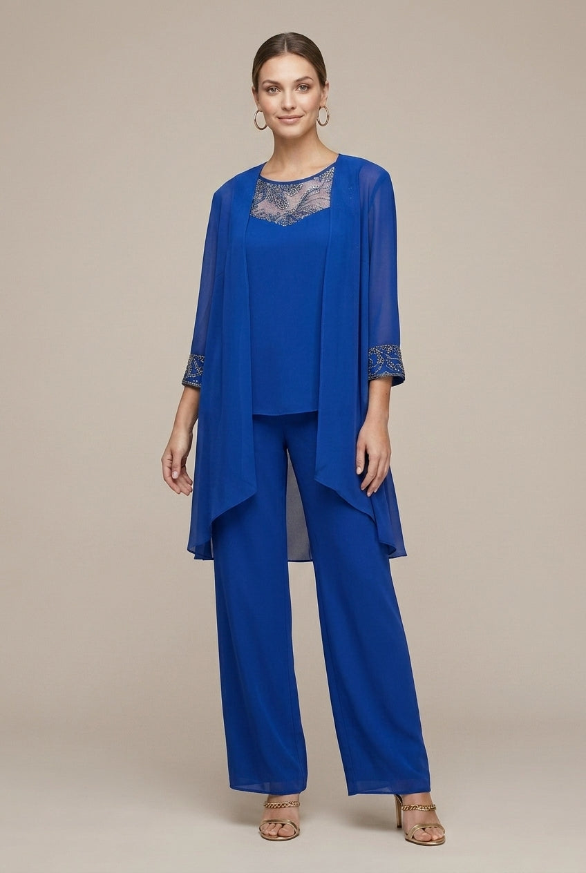 Rosalenne | Elegant Lace Illusion Three Piece Pants Suit