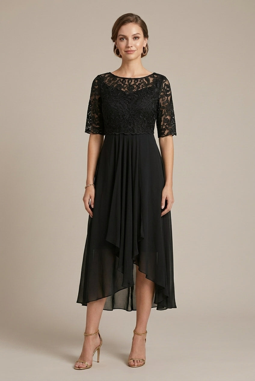 Veralise | Elegant Lace Midi Wedding Guest Dress