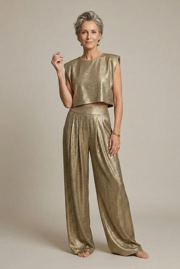 Miralena | Luxe Shimmery Palazzo Pants Set