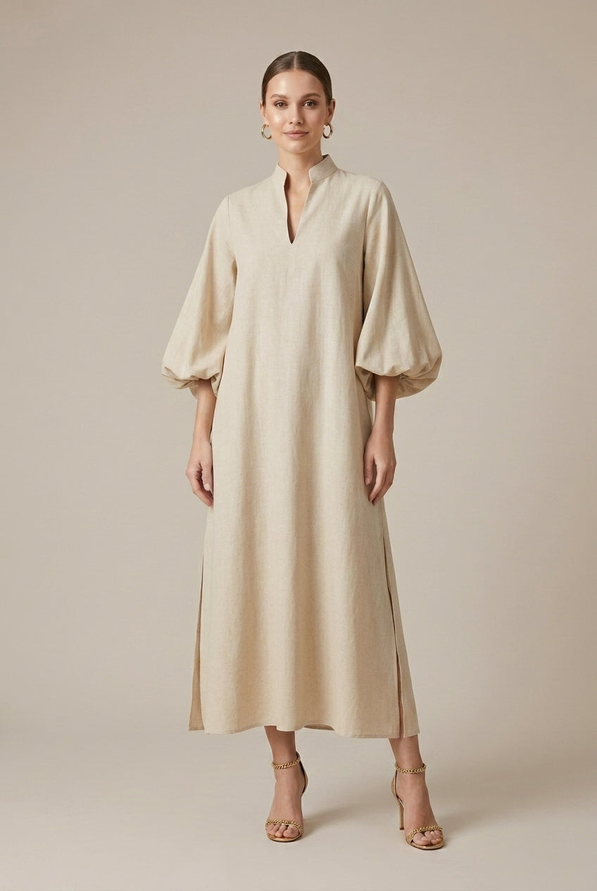 Ophelia | Elegant Oversized Puff Sleeve Midi Dress