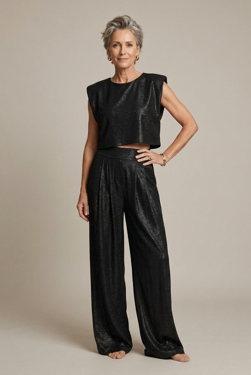Miralena | Luxe Shimmery Palazzo Pants Set