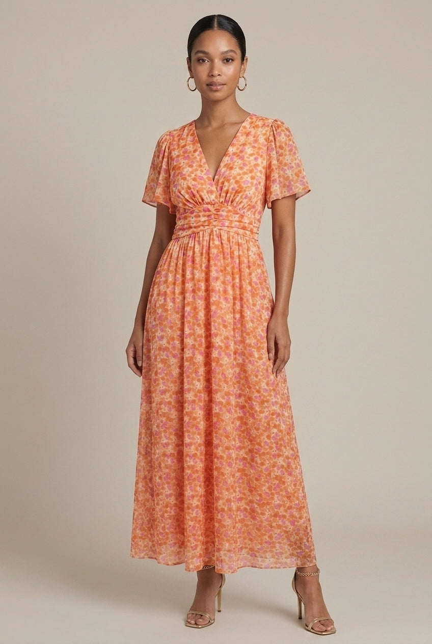 Ophelia | Romantic Floral Wrap Midi Dress