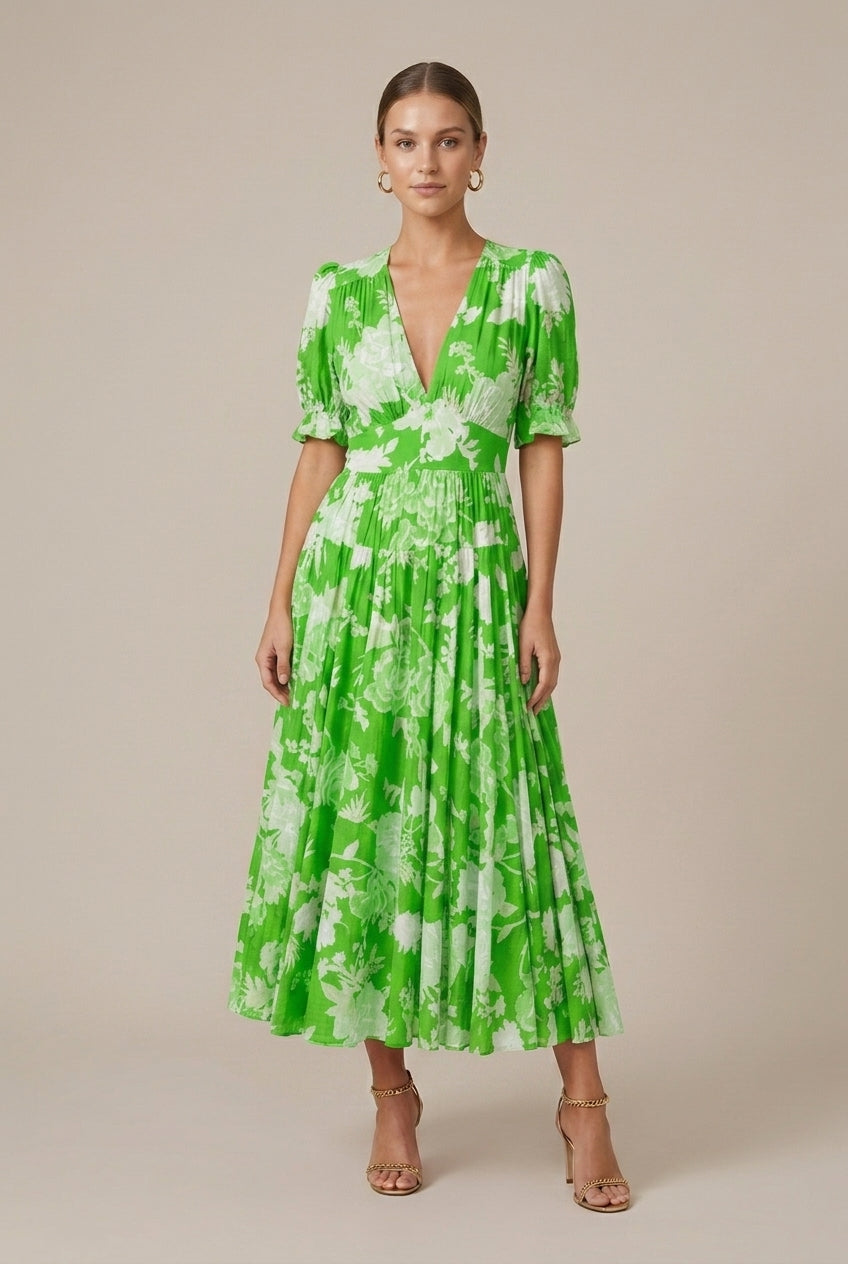 Seraphine | Romantic Floral Pleated Maxi Dress